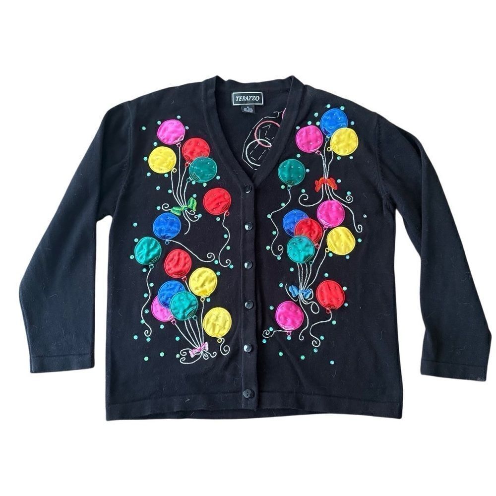 Terazzo Vintage Cardigan Sweater Balloons Bead XL